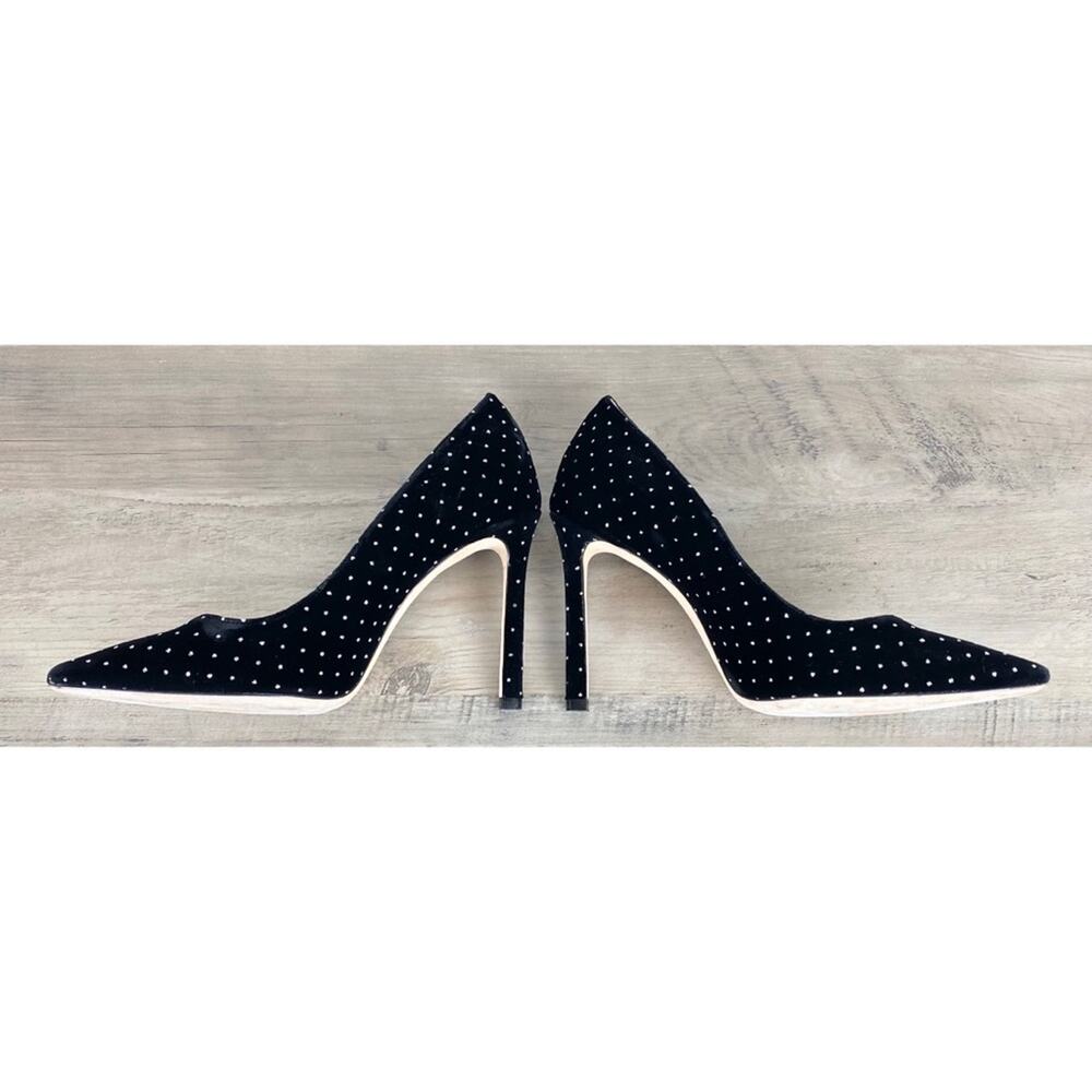 Jimmy Choo Romy 100 Silver Glitter Spotted BlackVelvet Pointy Toe Pumps Sz 6.5 - Picture 13 of 14
